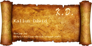 Kallus Dávid névjegykártya